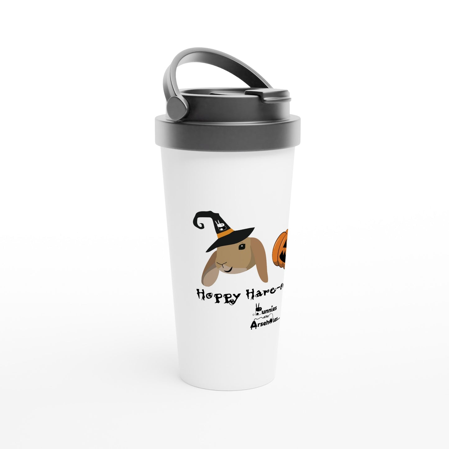 White 15oz Stainless Steel Travel Mug Hoppy Halloween with Tera