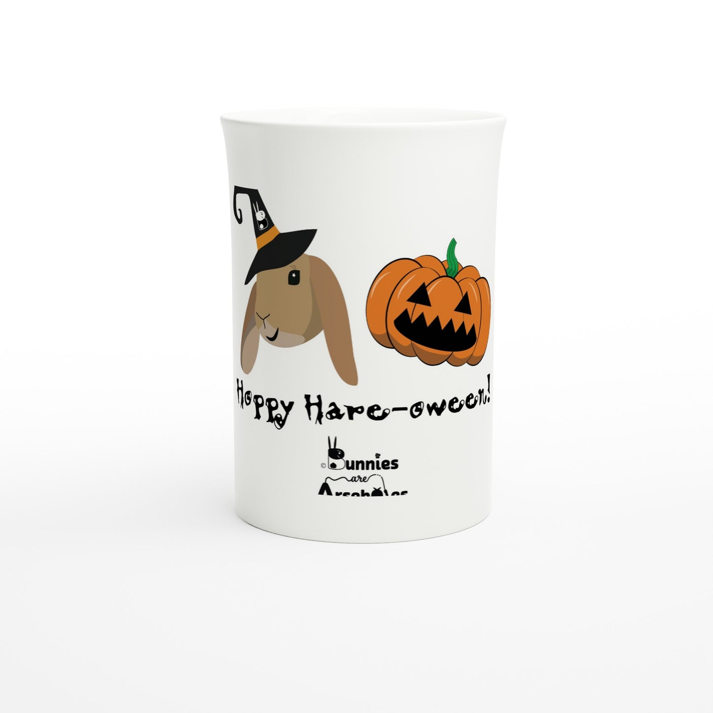 White 10oz Porcelain Slim Mug Hoppy Halloween with Tera