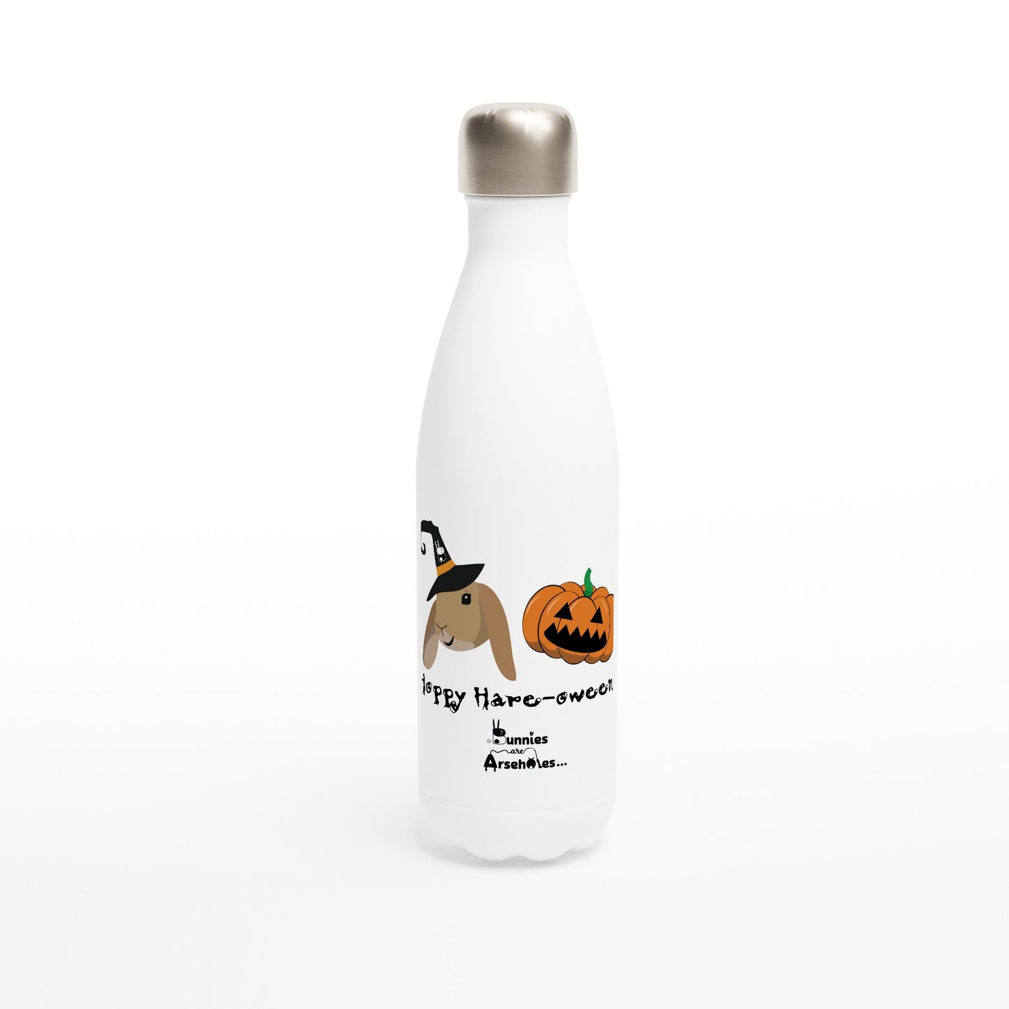 White 17oz Stainless Steel Water Bottle Hoppy Halloween with Tera