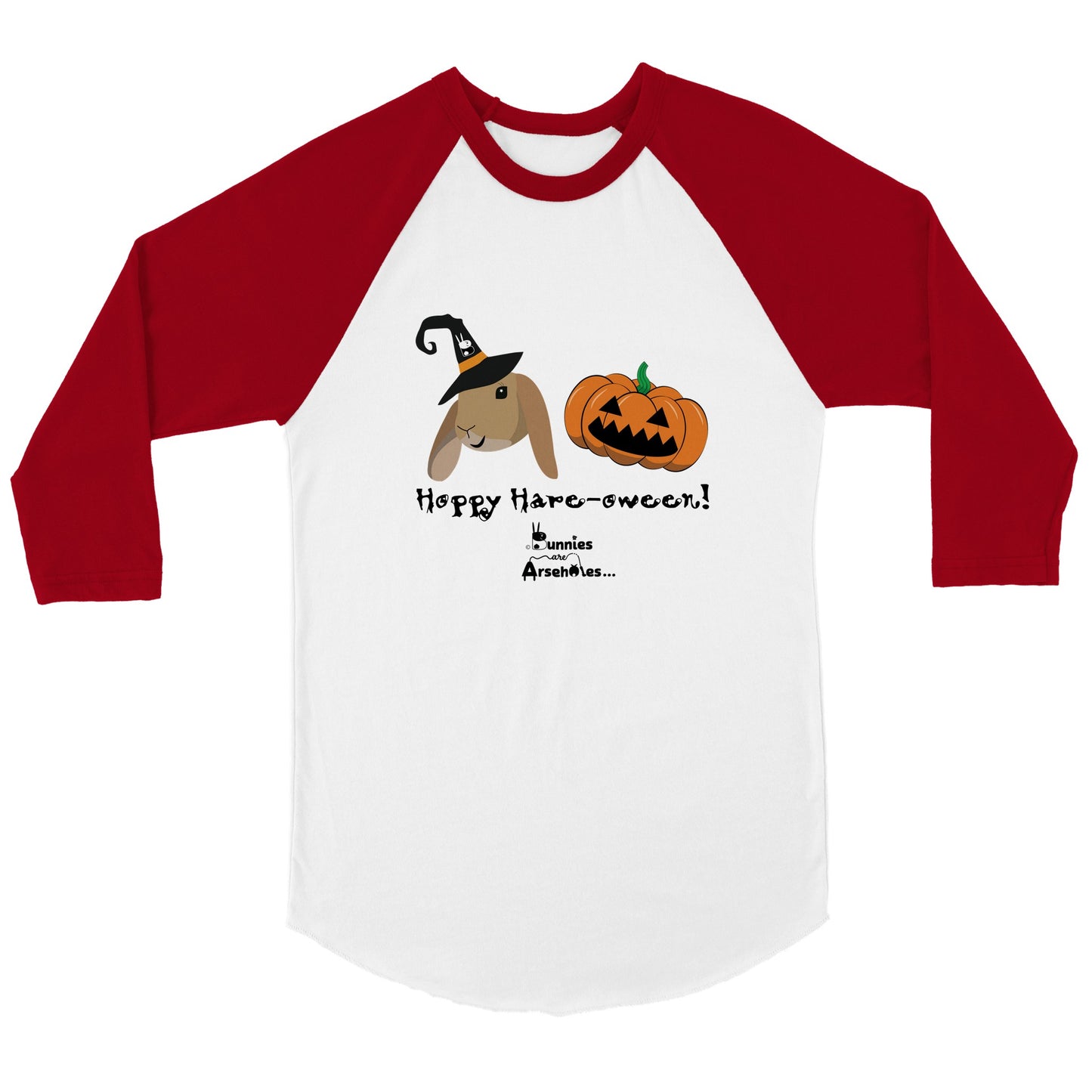 Unisex 3/4 sleeve Raglan T-shirt Hoppy Halloween with Tera