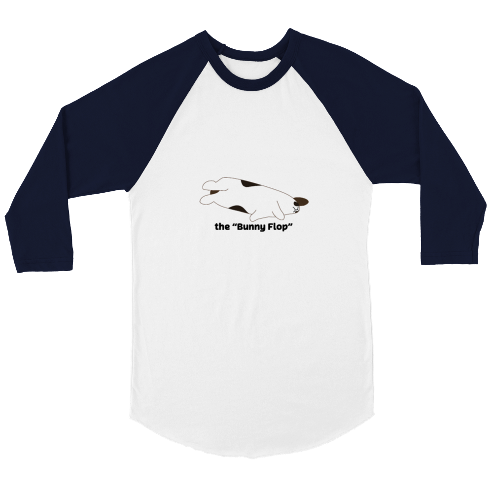 a Unisex 3/4 sleeve Raglan T-shirt "the bunny flop"