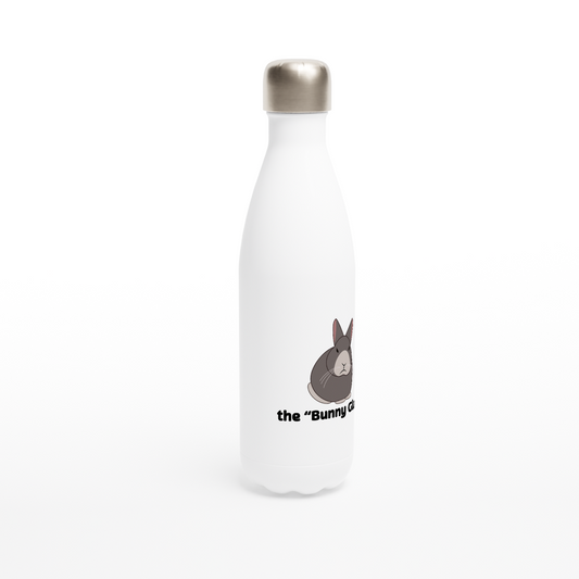 White 17oz Stainless Steel Water Bottle the bunny glare