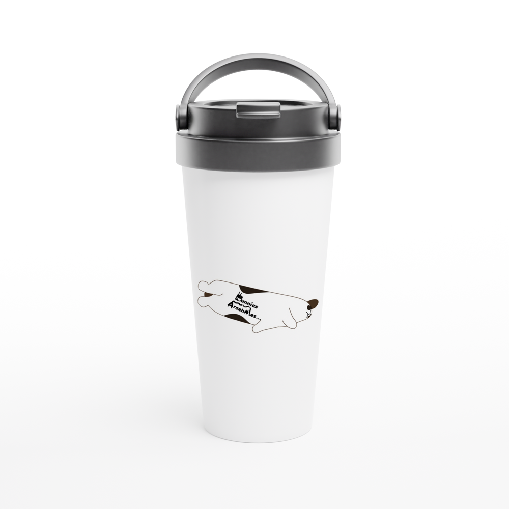 White 15oz Stainless Steel Travel Mug dead flop logo