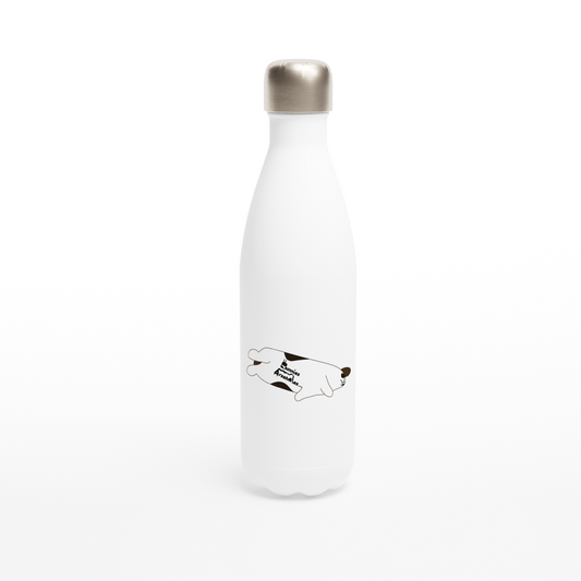 White 17oz Stainless Steel Water Bottle dead flop logo